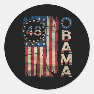 Pegatina Redonda Obama 48.º presidente Bandera estadounidense Obama