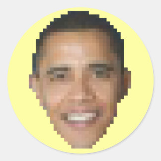 Pegatina Redonda Obama (8 bits)