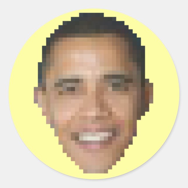 Pegatina Redonda Obama (8 bits) (Anverso)