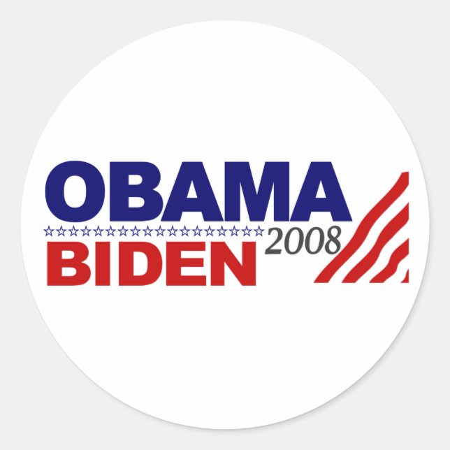 Pegatina Redonda Obama Biden 2008 (Anverso)