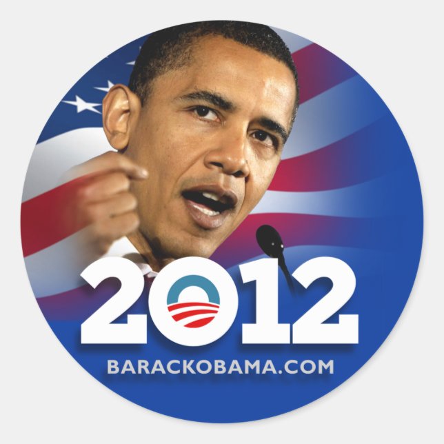 Pegatina Redonda Obama Biden 2012 (Anverso)