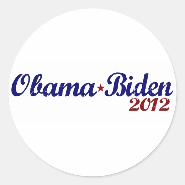 Pegatina Redonda Obama Biden 2012 (Anverso)