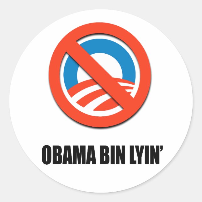 Pegatina Redonda Obama bin lyin (Anverso)