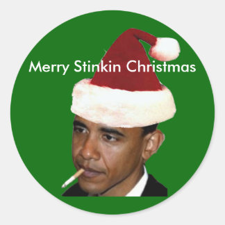 Pegatina Redonda Obama Christmas Sticker (camiseta parachoque anti