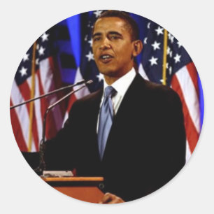 Pegatina Redonda Obama-con banderas
