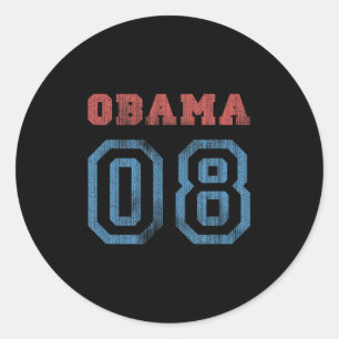 Pegatina Redonda Obama de época 08