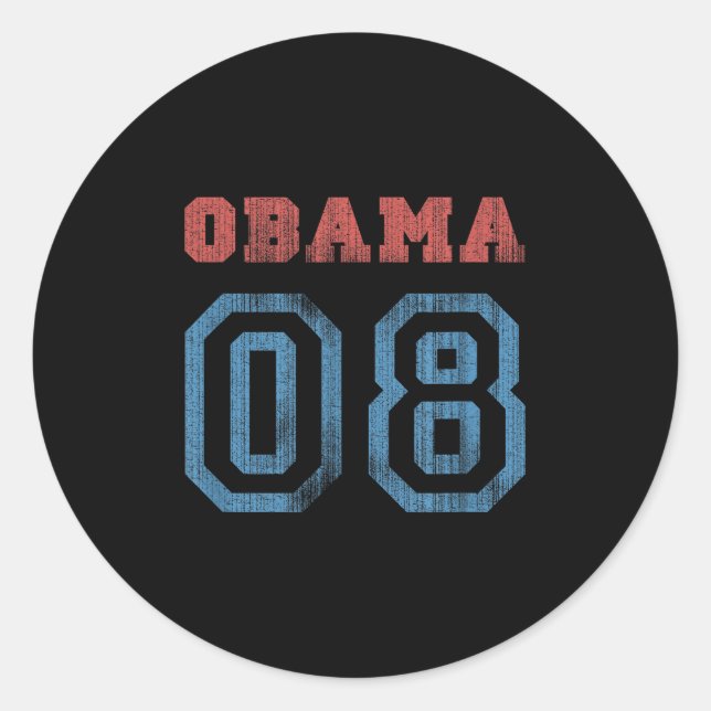 Pegatina Redonda Obama de época 08 (Anverso)