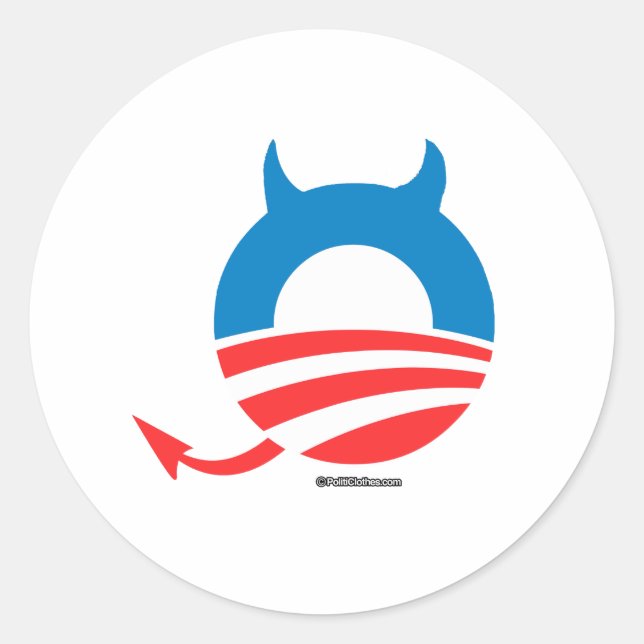 Pegatina Redonda Obama Devil (Anverso)