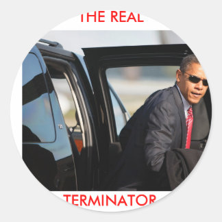 Pegatina Redonda Obama - El Verdadero Terminador