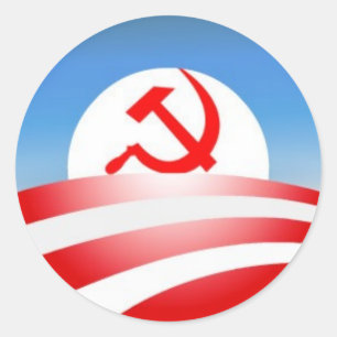 Pegatina Redonda Obama es un comunista