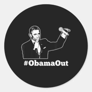 Pegatina Redonda Obama fuera - #obamaout Mic Drop Funny