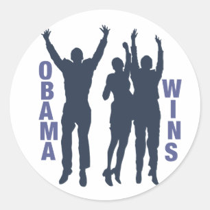 Pegatina Redonda Obama gana