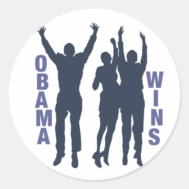 Pegatina Redonda Obama gana (Anverso)