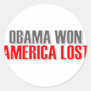 Pegatina Redonda Obama ganó América perdida