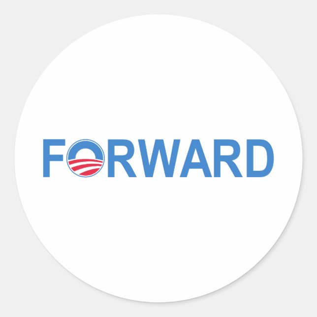 Pegatina Redonda Obama hacia adelante (Anverso)
