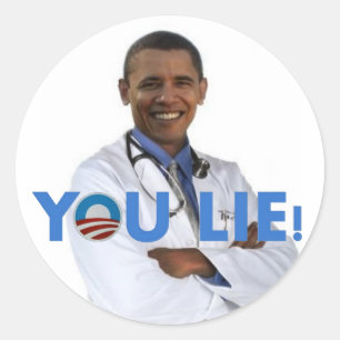 Pegatina Redonda Obama Health Care, mientes