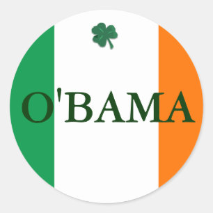 Pegatina Redonda Obama irlandés
