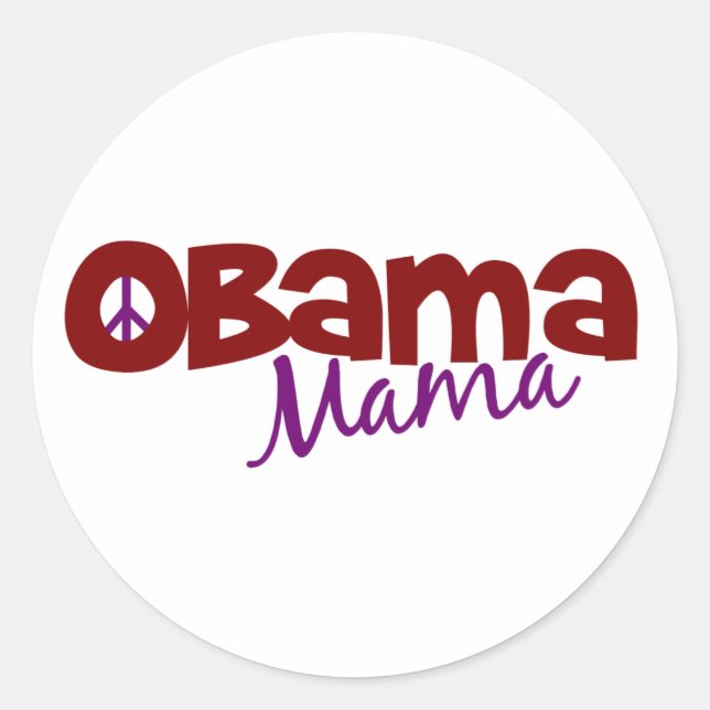Pegatina Redonda Obama Mama (Anverso)