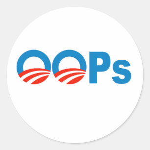 Pegatina Redonda Obama oops
