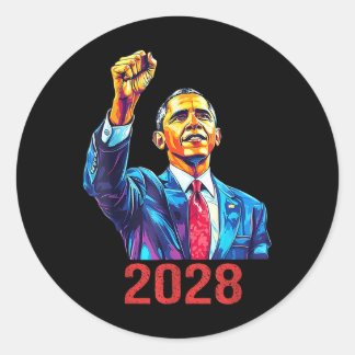 Pegatina Redonda Obama Para El Presidente 2028 Obama 2028 4