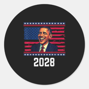 Pegatina Redonda Obama Para El Presidente 2028 Obama 2028 _8