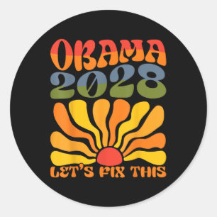 Pegatina Redonda Obama Para El Presidente 2028 Obama 2028 Flor Boho