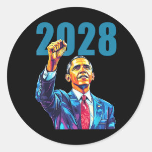 Pegatina Redonda Obama Para El Presidente 2028 Obama 48º Presidente