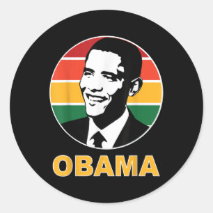 Pegatina Redonda Obama retro presidente Barack Obama espera un camb