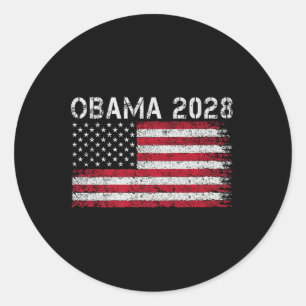 Pegatina Redonda Obama retro vintage bandera estadounidense patriót