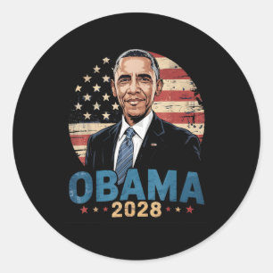 Pegatina Redonda Obama retro vintage presidente 2028