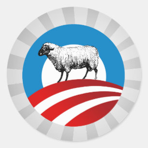 PEGATINA REDONDA OBAMA SHEEP