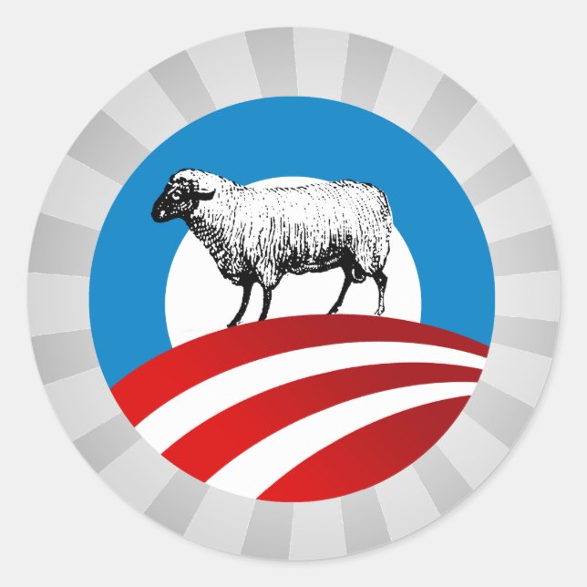 PEGATINA REDONDA OBAMA SHEEP (Anverso)