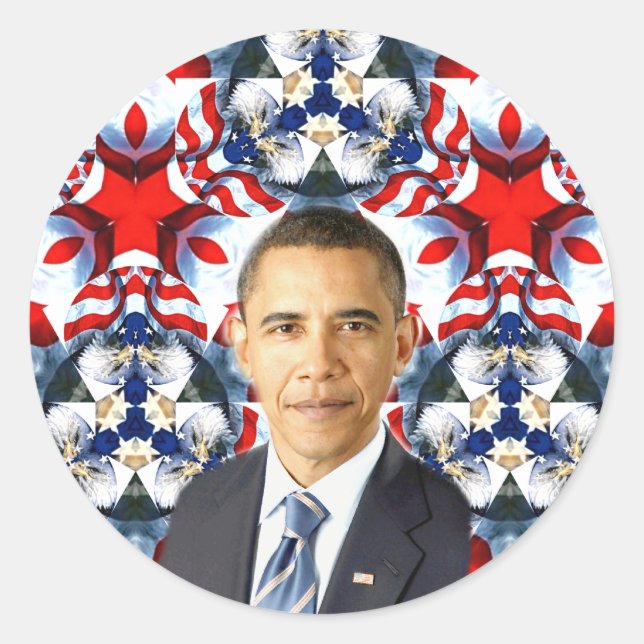 Pegatina Redonda Obama,USA_ (Anverso)