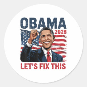Pegatina Redonda Obama Viñeta Retro Patriótico Protesta Política 20