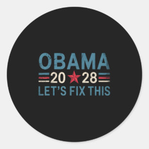 Pegatina Redonda Obama Viñeta Retro Patriótico Protesta Política 20