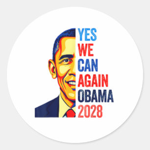 Pegatina Redonda Obama Viñeta Retro Patriótico Protesta Política 20