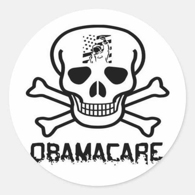 Pegatina Redonda Obamacare (Anverso)