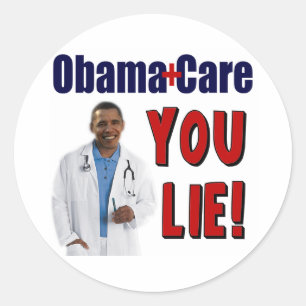 Pegatina Redonda ObamaCare: ¡"Usted mentira! "