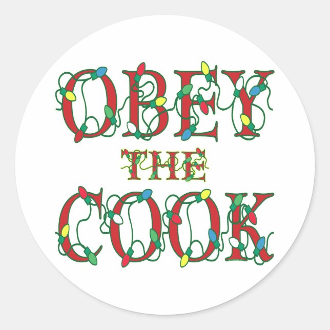 Pegatina Redonda Obedece al Coco diciendo luces de vacaciones (Anverso)