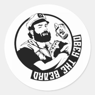 Pegatina Redonda Obedece la barba