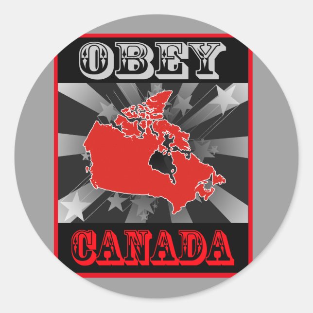 Pegatina Redonda Obedecer Canadá (Anverso)