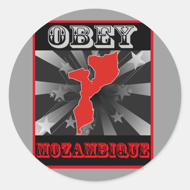 Pegatina Redonda Obedecer Mozambique (Anverso)