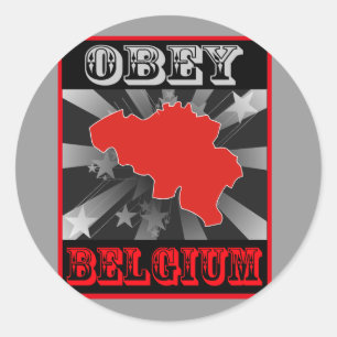 Pegatina Redonda Obedezca Bélgica
