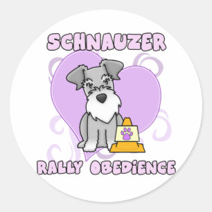 Pegatina Redonda Obediencia a la concentración Kawaii Schnauzer