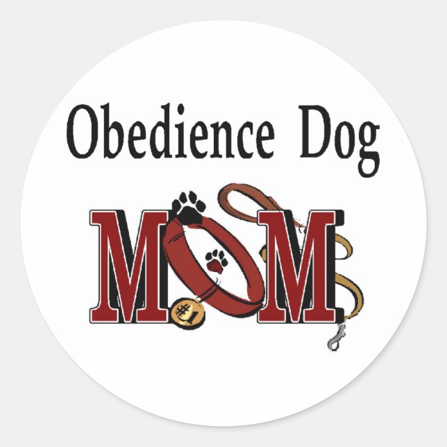 Pegatina Redonda Obediencia de perro Regalos de mamá (Anverso)
