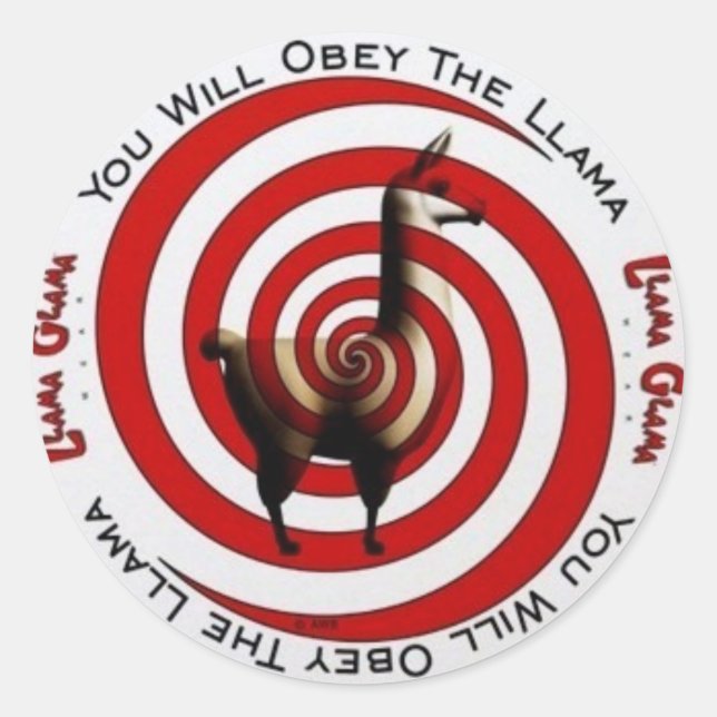 Pegatina Redonda Obey Llama (Anverso)