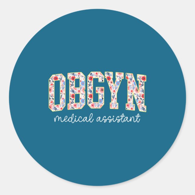 Pegatina Redonda Obgyn Medical Istant Floral Ob-gyn Medical Istant  (Anverso)