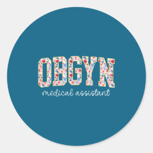 Pegatina Redonda Obgyn Médico Instantánea Floral Ob-gyn Médico Inst