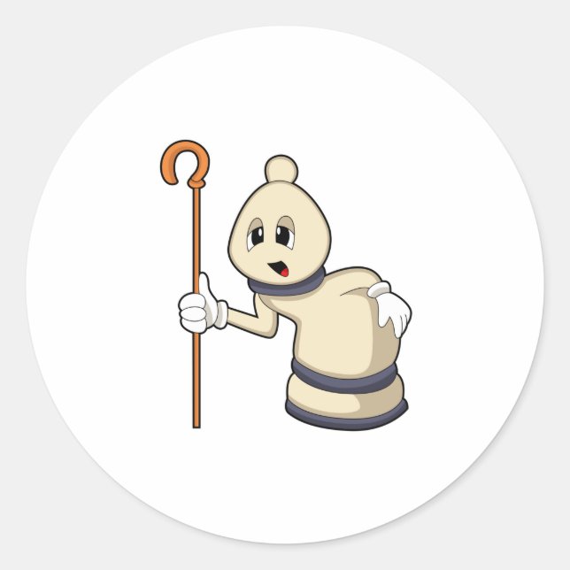 Pegatina Redonda Obispo de ajedrez en ajedrez (Anverso)