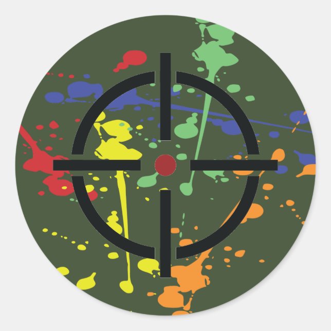Pegatina Redonda Objetivo de bandeja de Fiesta de Papel Verde del E (Anverso)
